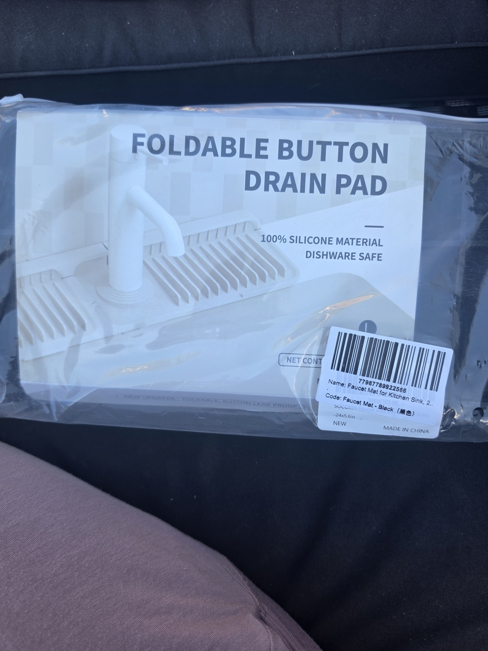 Foldable Button Drain Pad Silicone Faucet Mat - White